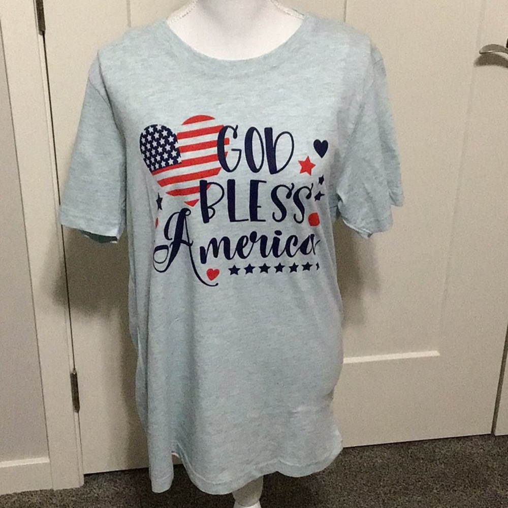 NEW!Styline Blue God Bless America T Shirt L
